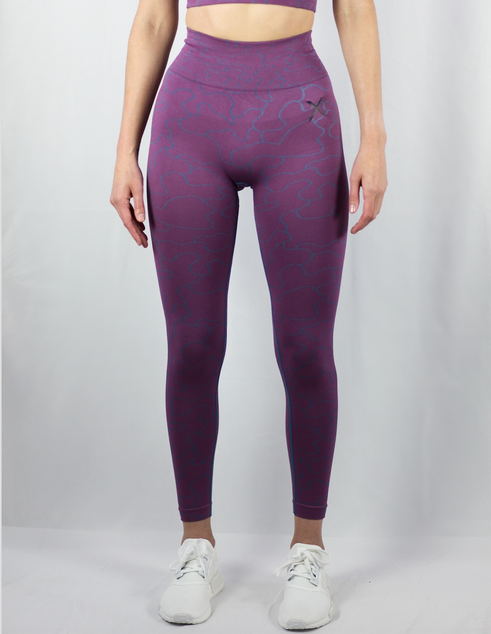 NWT All in Motion Sculpted Mesh Purple Camo Print High-Waisted 7/8 Leggings  XS